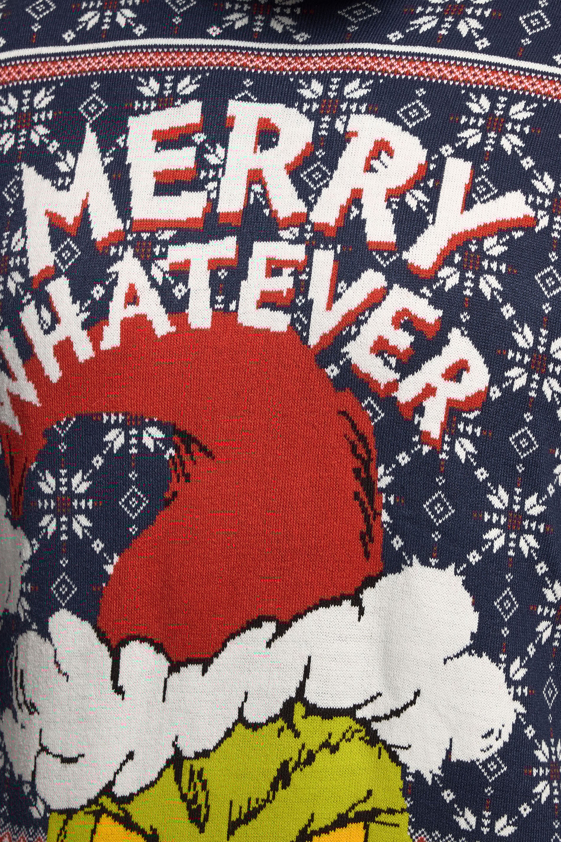 BadRhino Big & Tall Navy Blue Fairisle Grinch Christmas Jumper | BadRhino 7