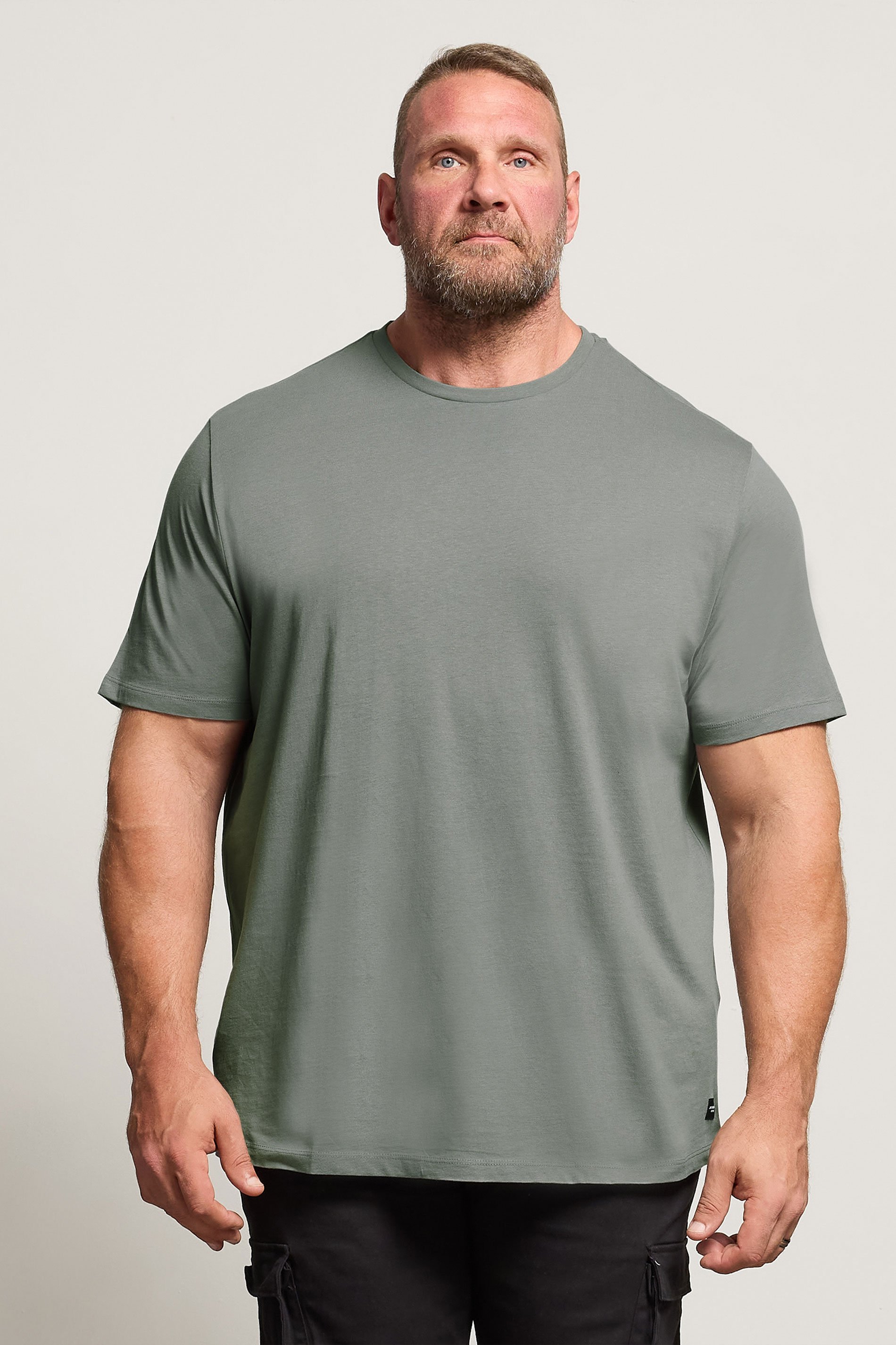 JACK & JONES Big & Tall Sage Grey Basic T-Shirt | BadRhino 1