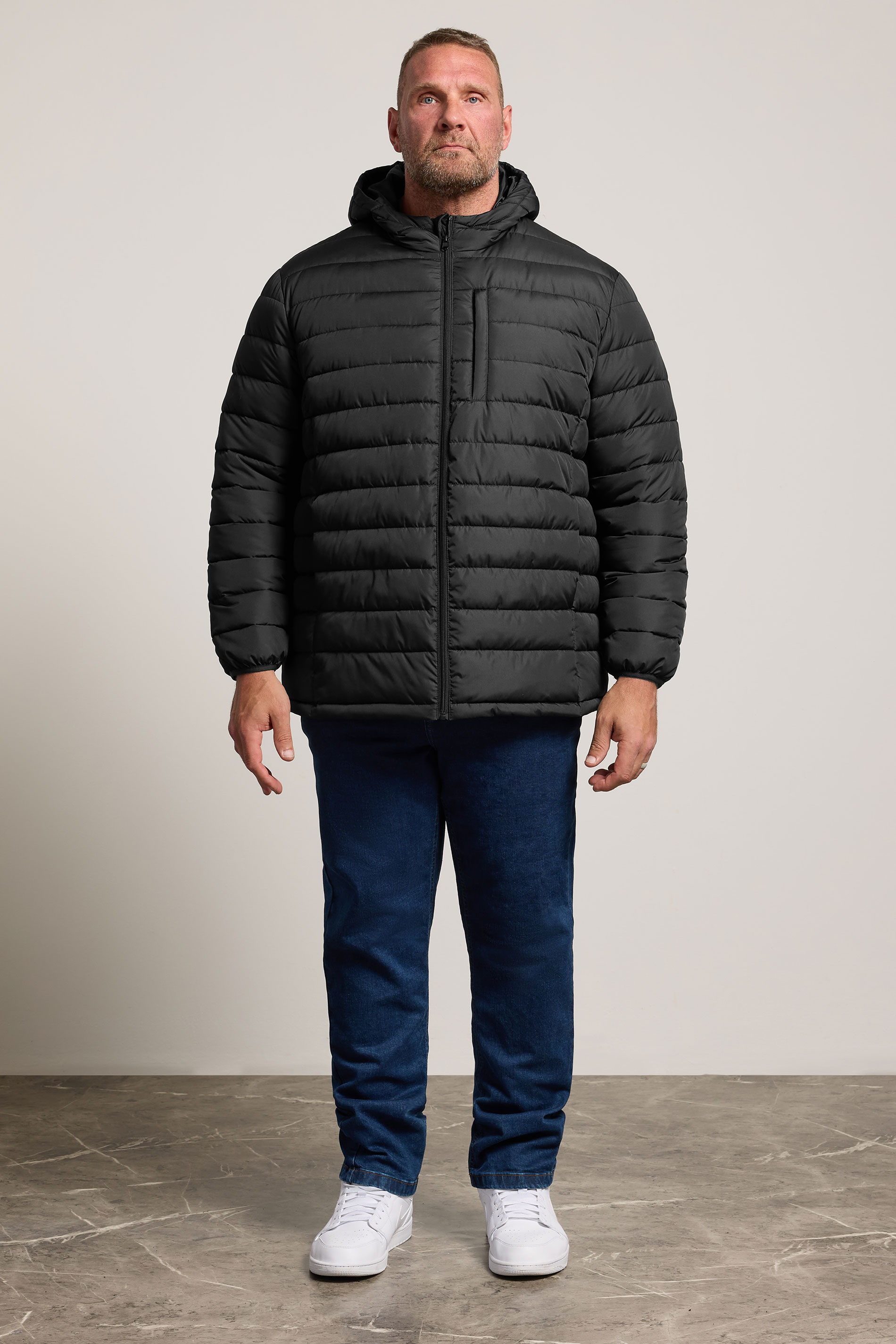 BadRhino Big & Tall Black Lightweight Hooded Puffer Jacket | BadRhino 1