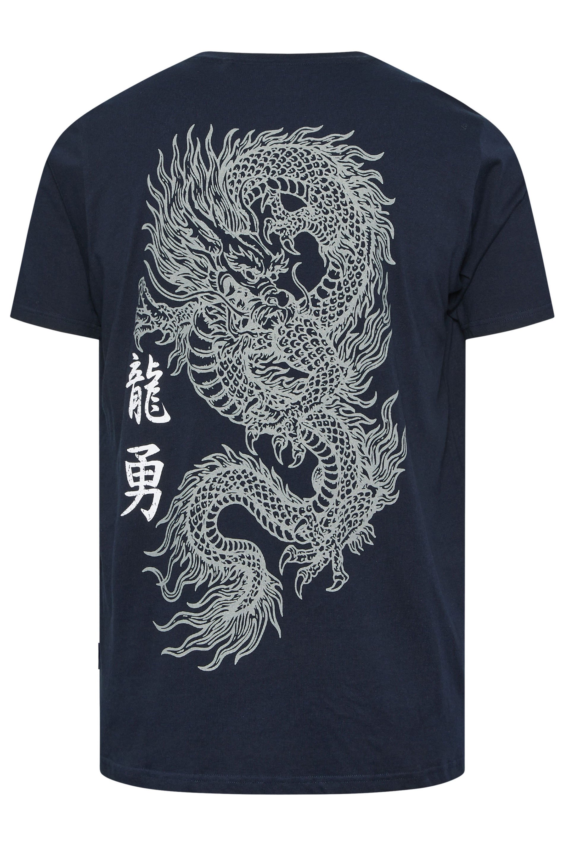 BadRhino Big & Tall Navy Blue Japanese Graphic T-Shirt | BadRhino 2
