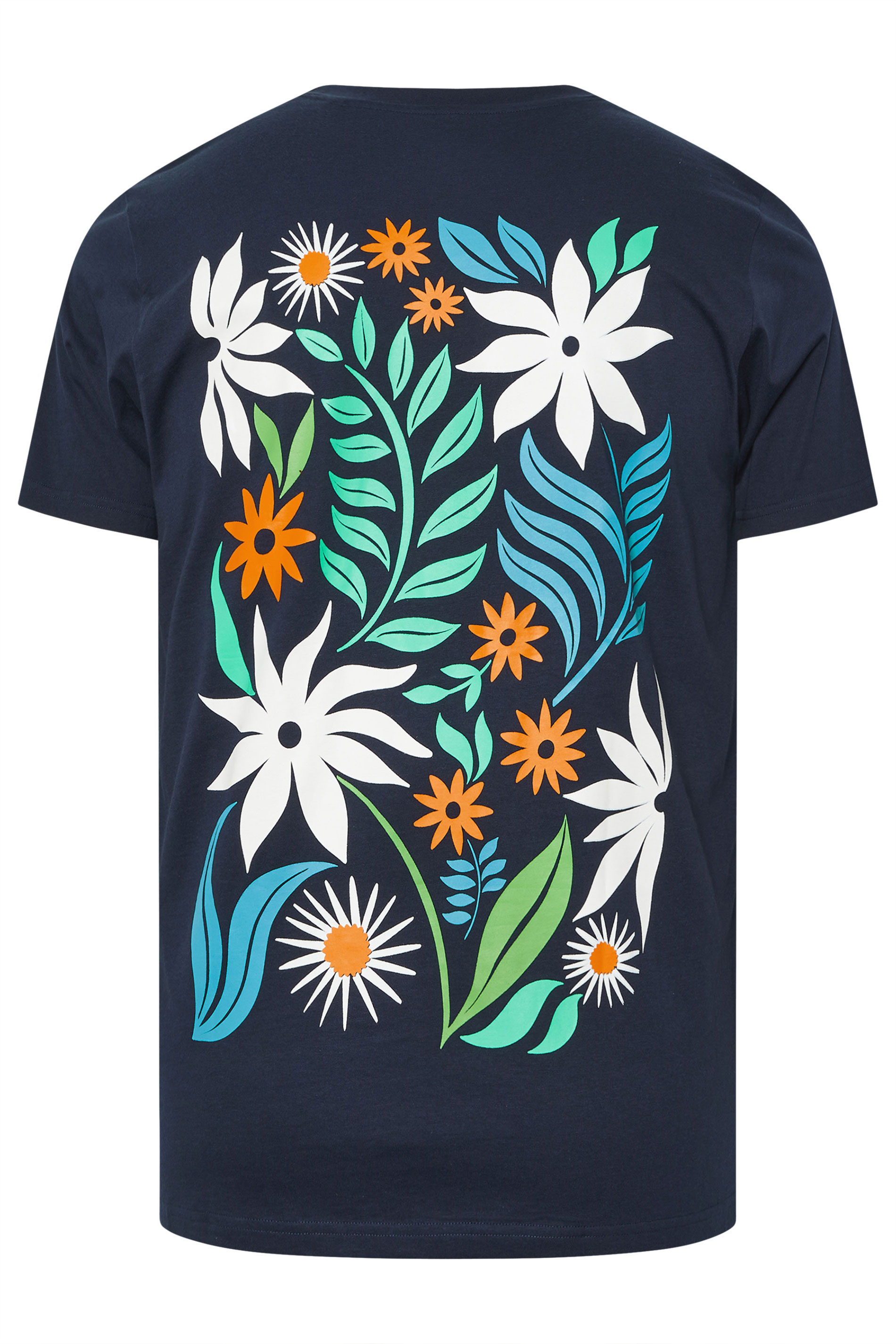 BadRhino Big &Tall Navy Blue Floral Print Graphic T-Shirt | BadRhino 10