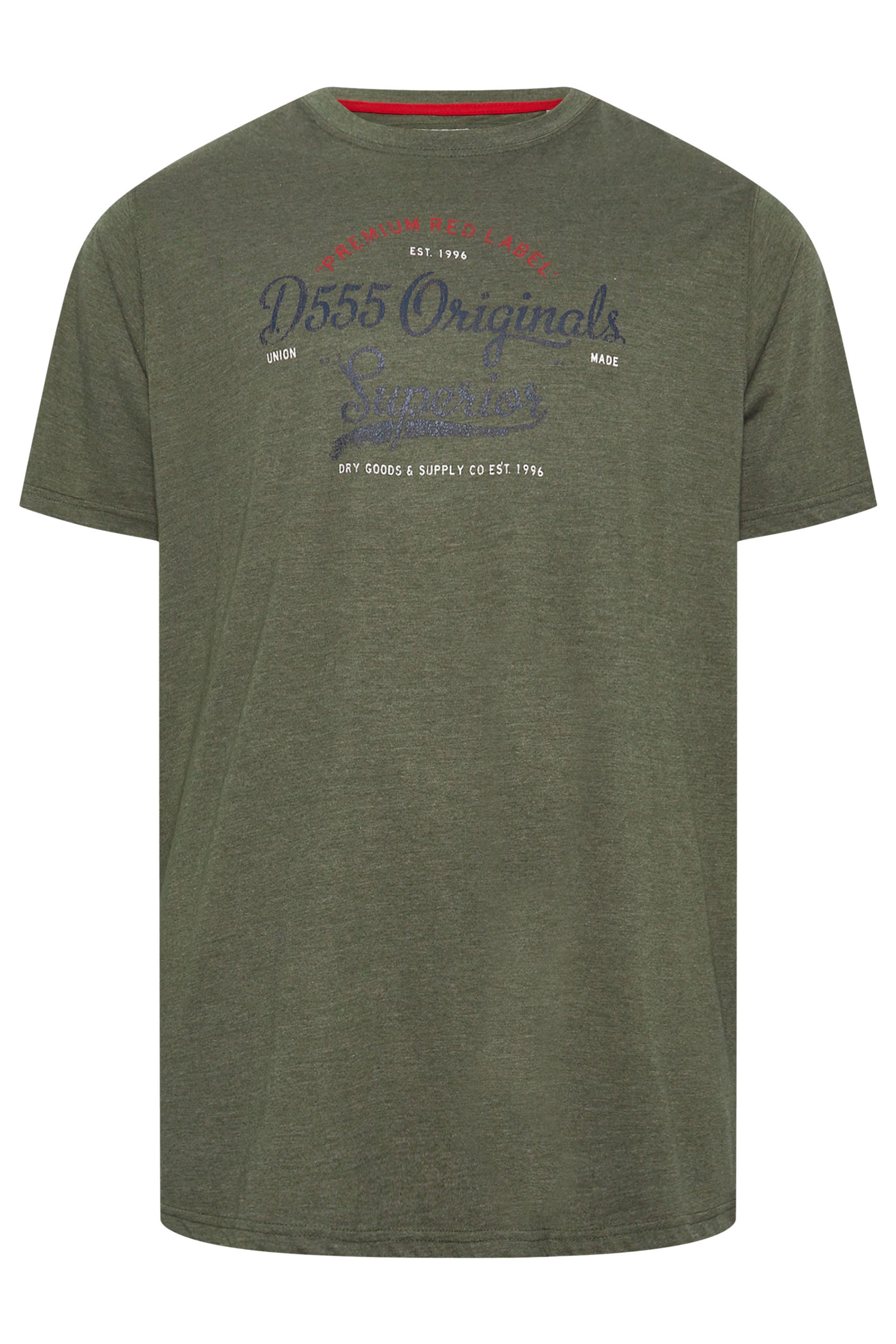 D555 Big & Tall 2 PACK Blue & Green 'Originals' Graphic Print T-Shirts | BadRhino 5