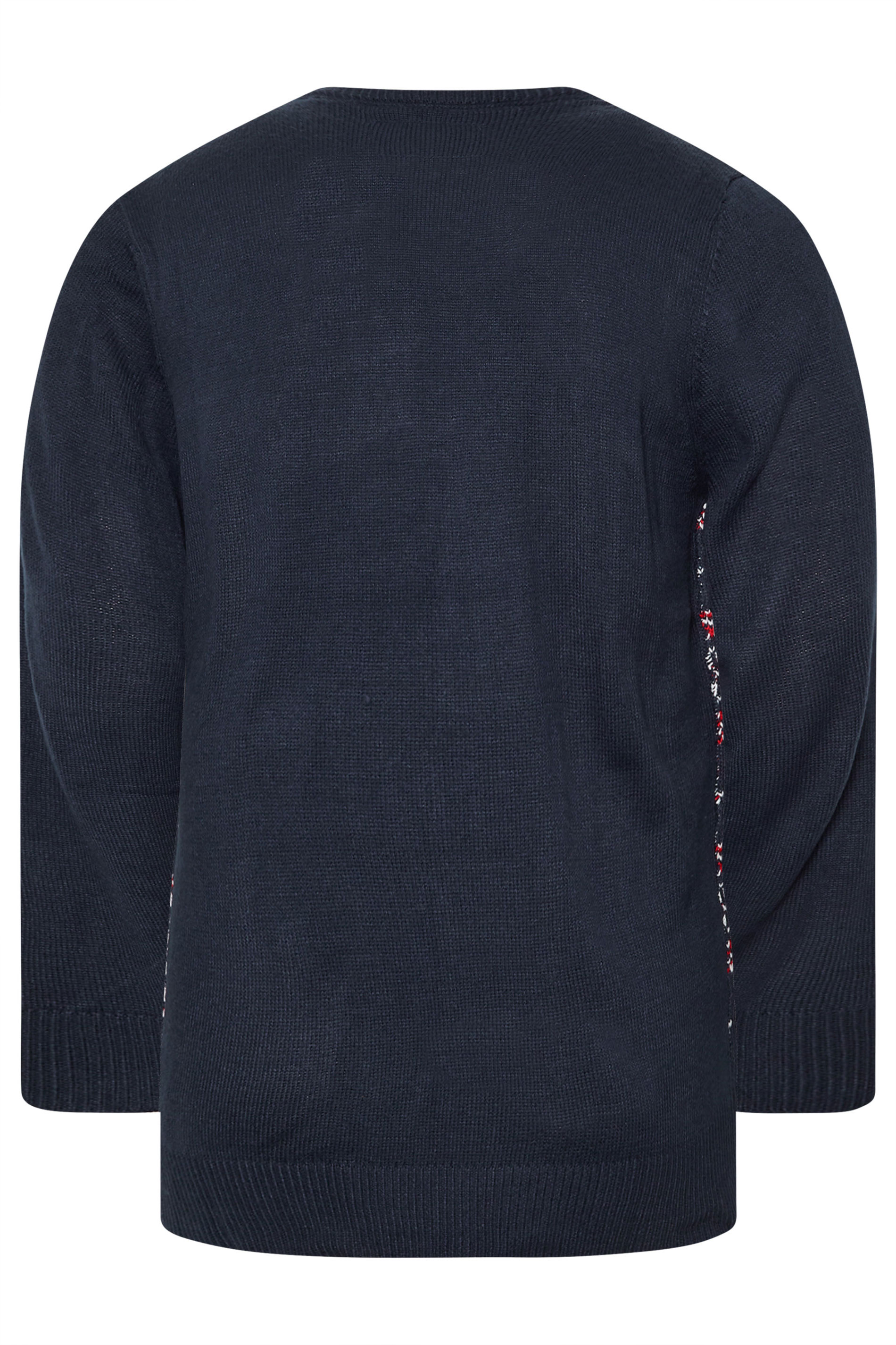 KAM Big & Tall Navy Blue Fairisle Santa Christmas Jumper | BadRhino 4