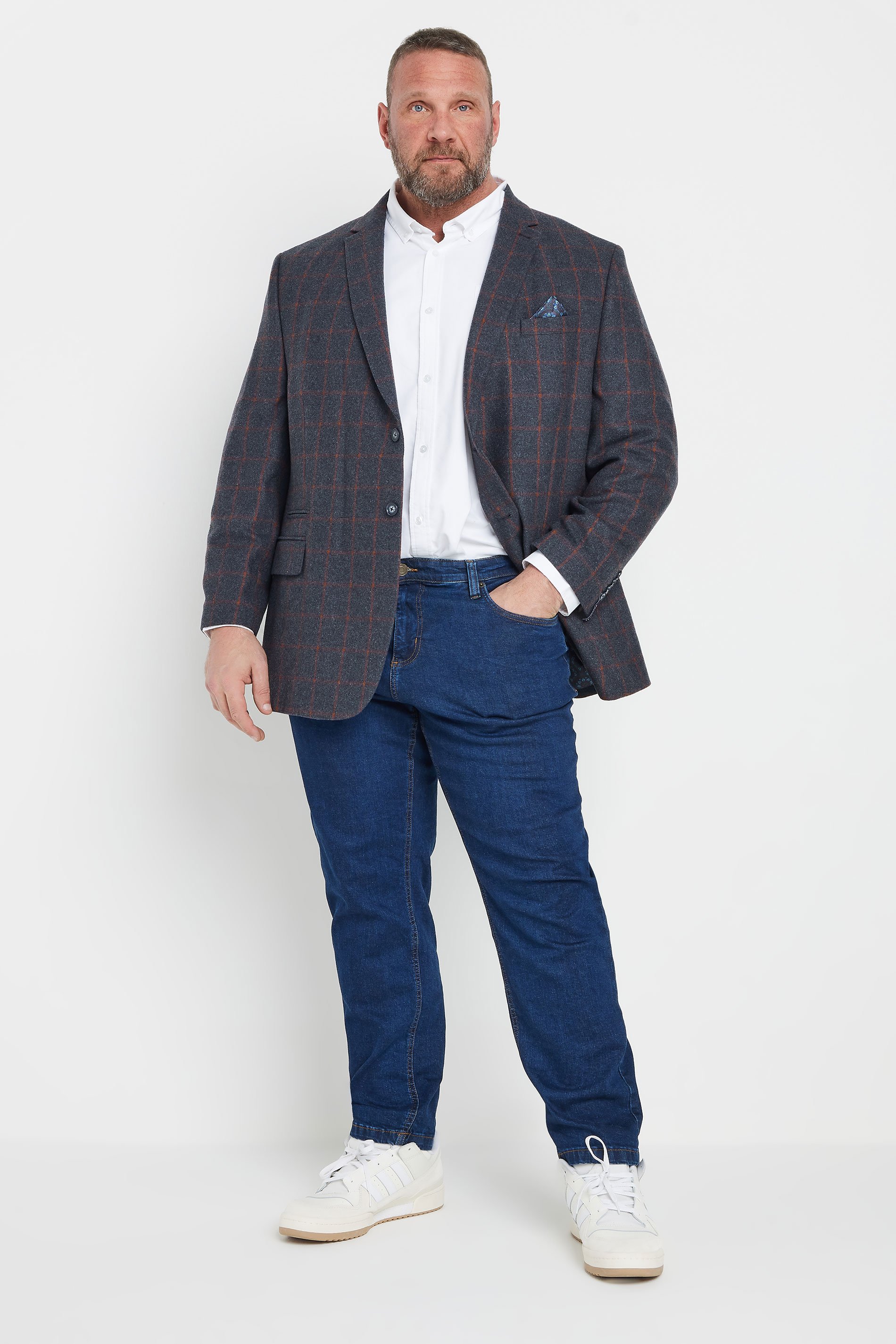 BadRhino Tailoring Big & Tall Blue & Red Checked Suit Jacket | BadRhino 5
