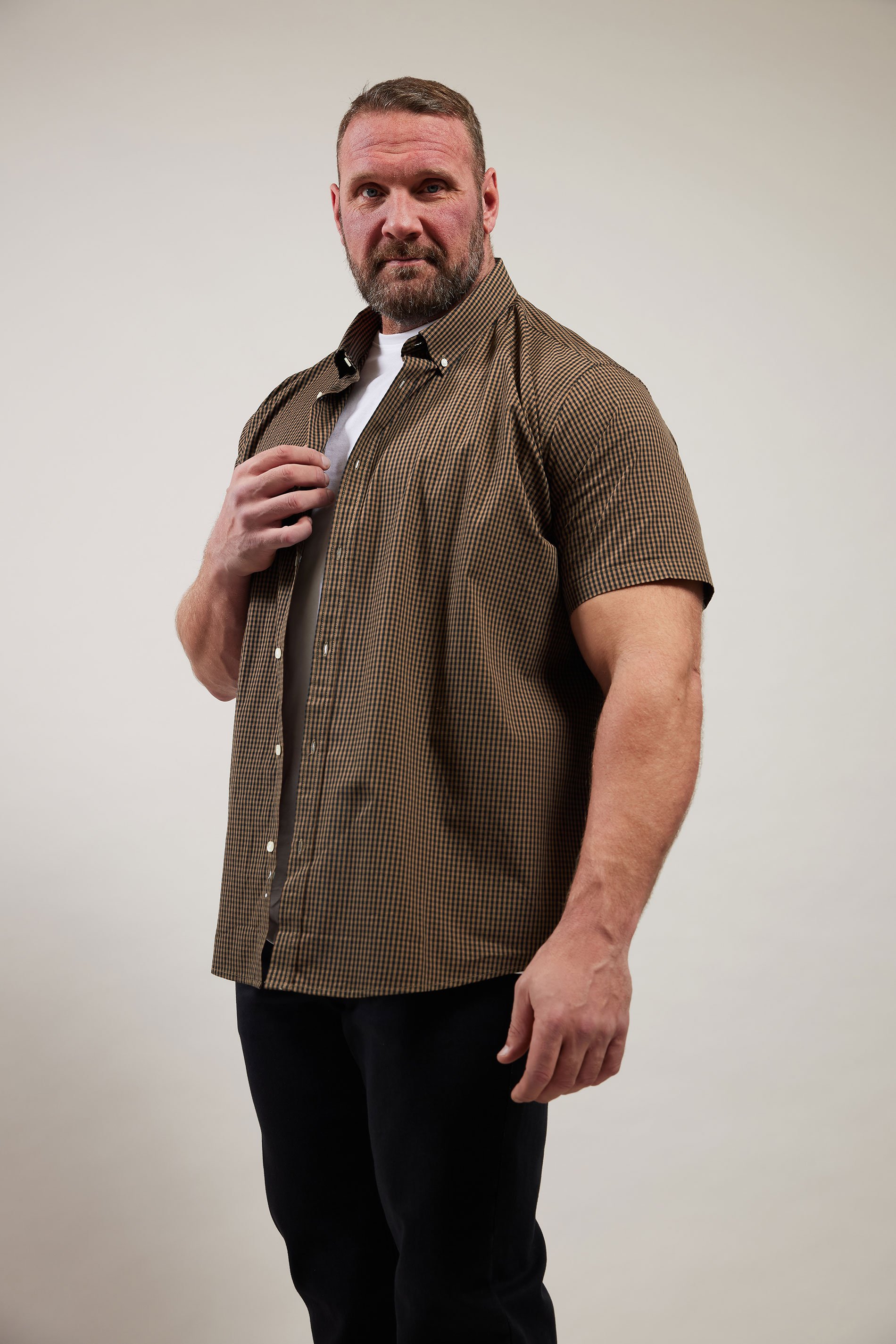 BadRhino Big & Tall Brown Gingham Check Shirt | BadRhino 1