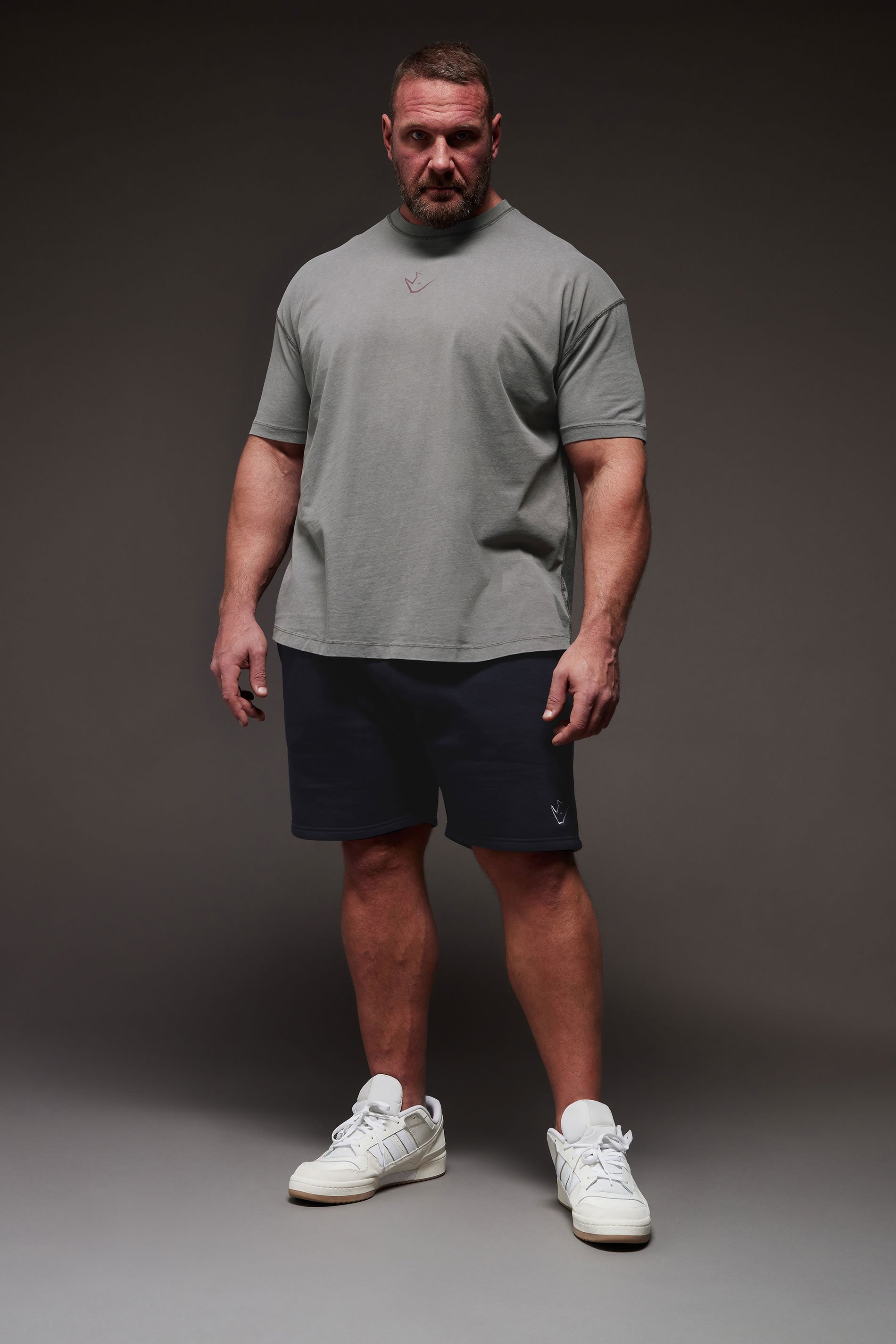 IronRhino Big & Tall Grey Acid Wash 'Barbell Club' T-Shirt | BadRhino 1