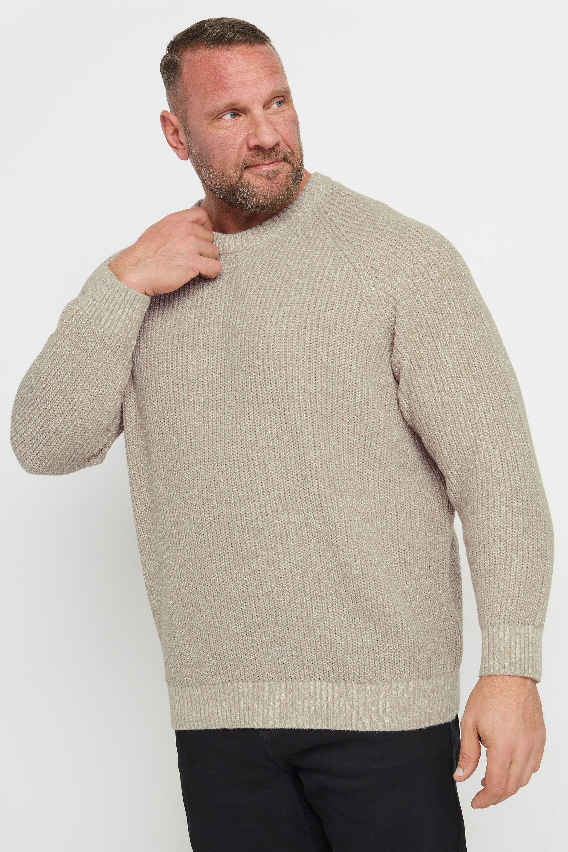 JACK & JONES Big & Tall White Crew Neck Knit Jumper | BadRhino 1
