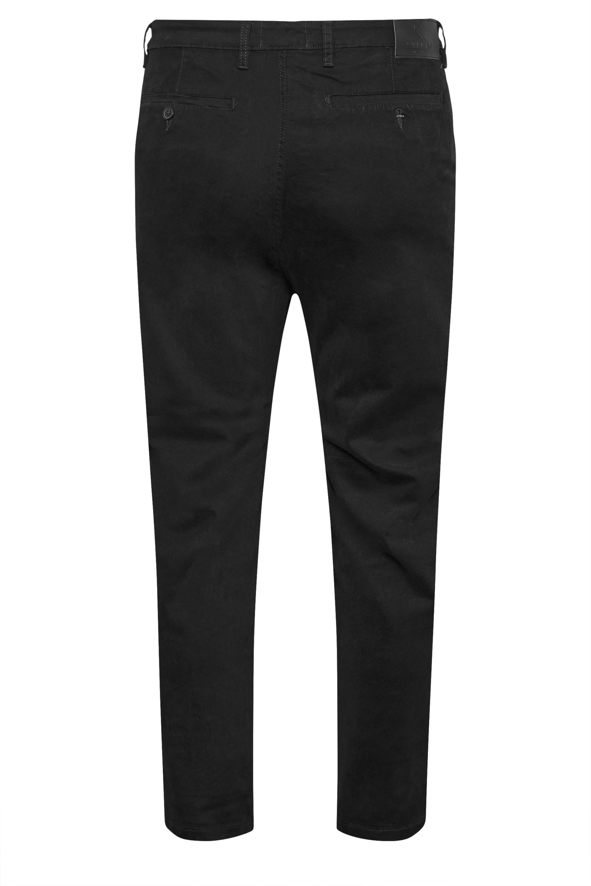 KAM Big & Tall Black Stretch Chino Trousers | BadRhino