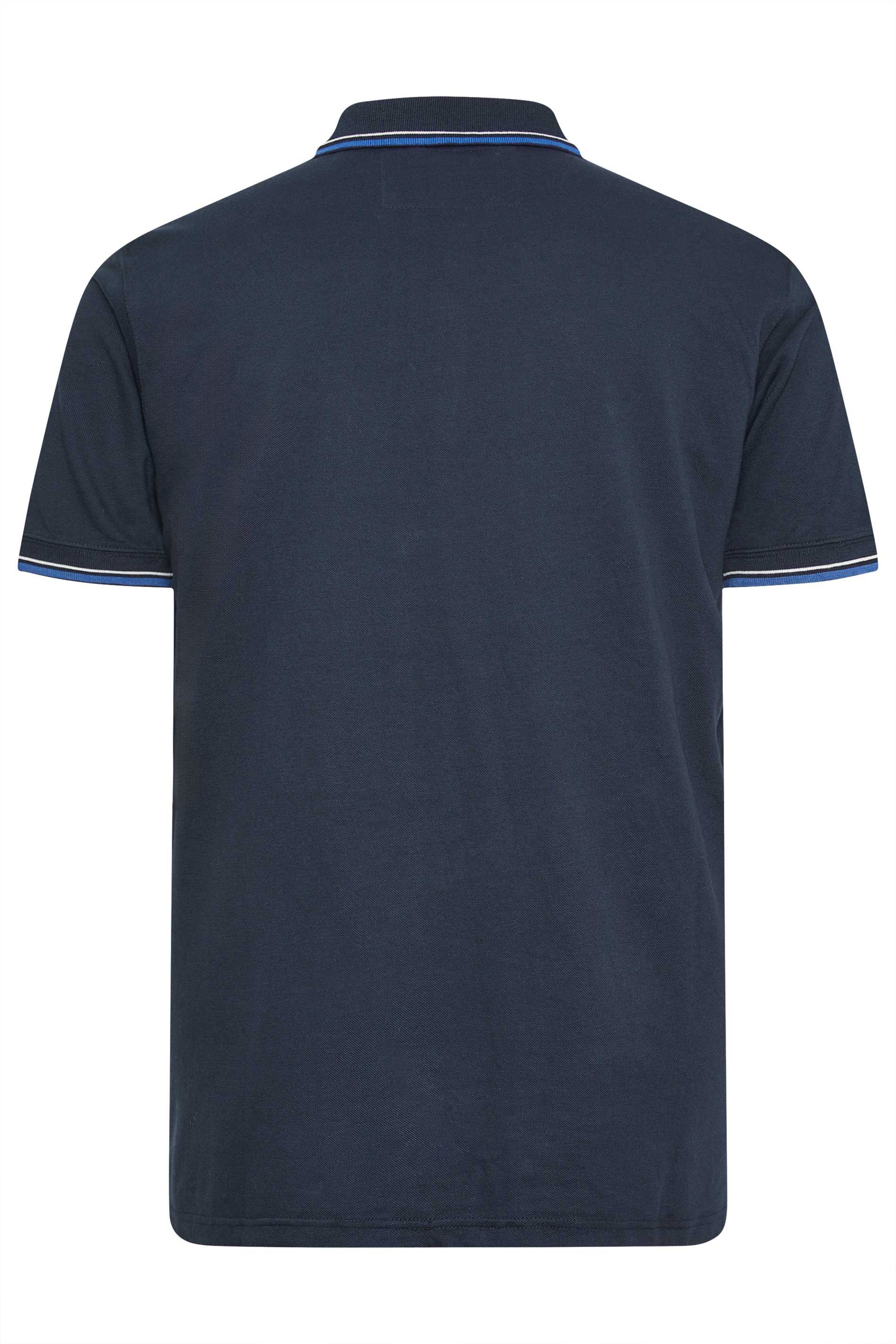D555 Big & Tall Navy Blue Tipped Polo Shirt | BadRhino 2