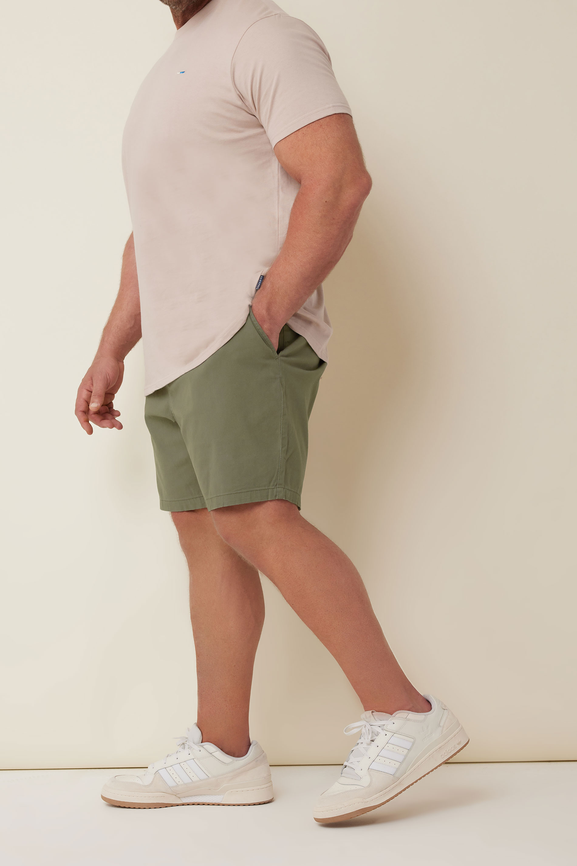 BadRhino Khaki Green Stretch Elasticated Waist Chino Shorts | BadRhino 2