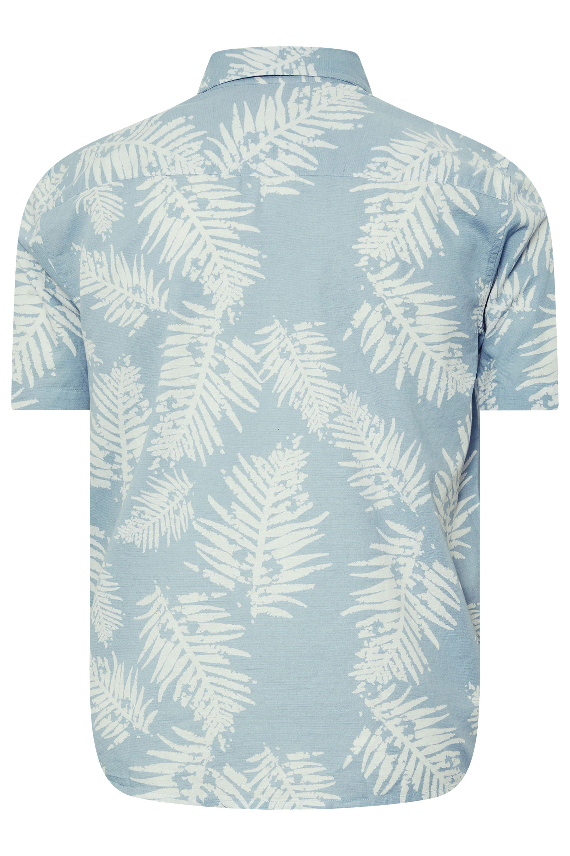 BadRhino Big & Tall Dusky Blue Palm Leaf Linen Shirt | BadRhino 8