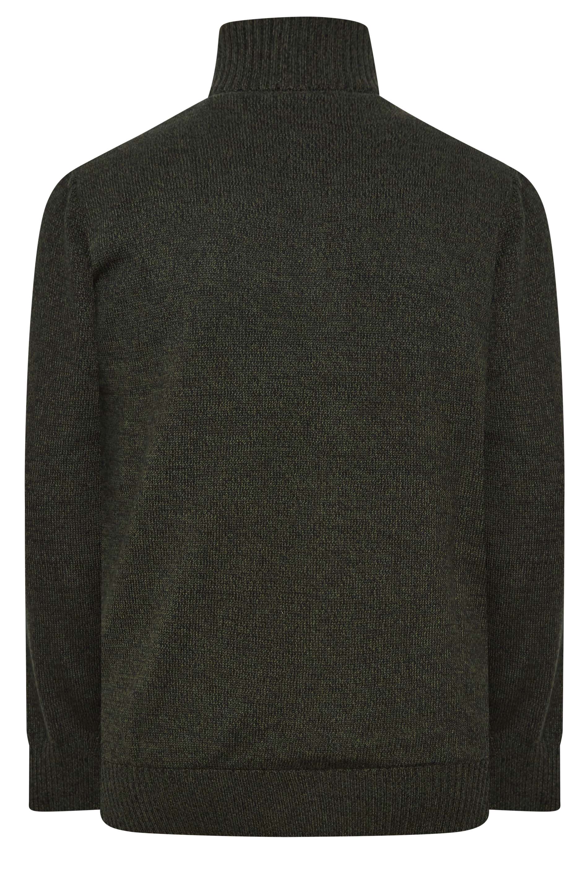 KAM Big & Tall Green Cable Knit Lined Cardigan | BadRhino 4