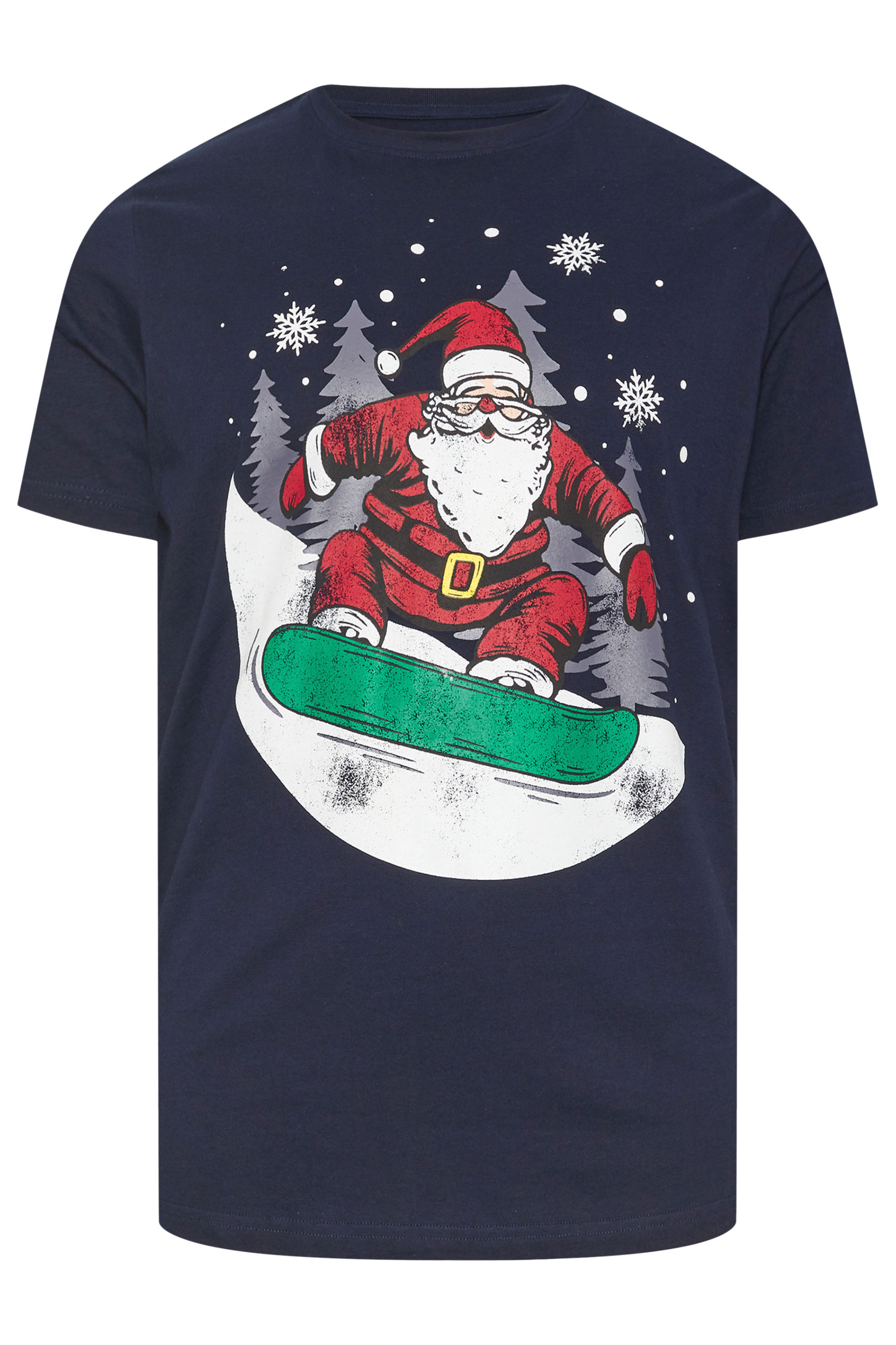BadRhino Big & Tall Navy Blue Santa Snowboard Graphic T-Shirt | BadRhino 4