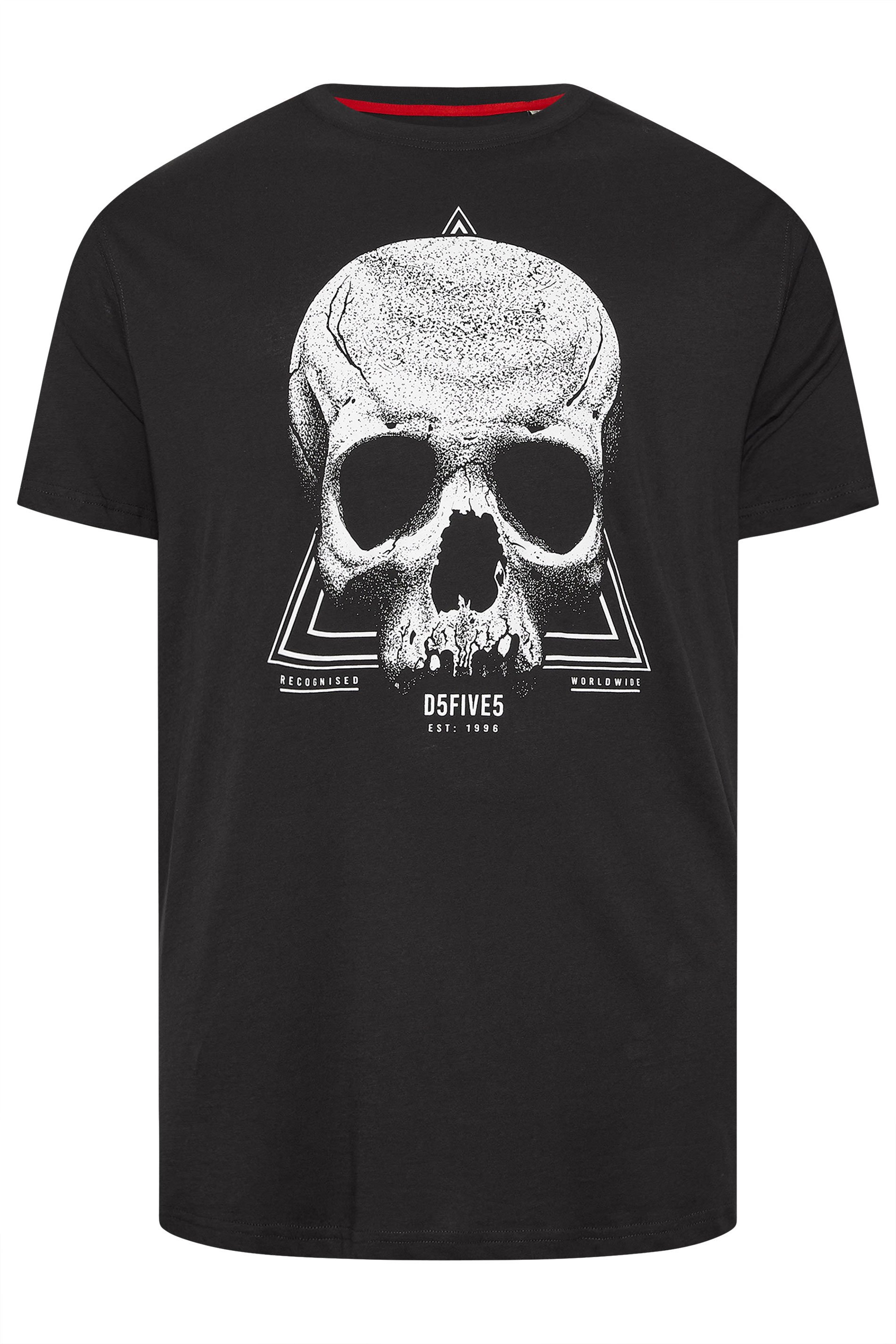 D555 Big & Tall Black Washed Skull T-Shirt | BadRhino 3