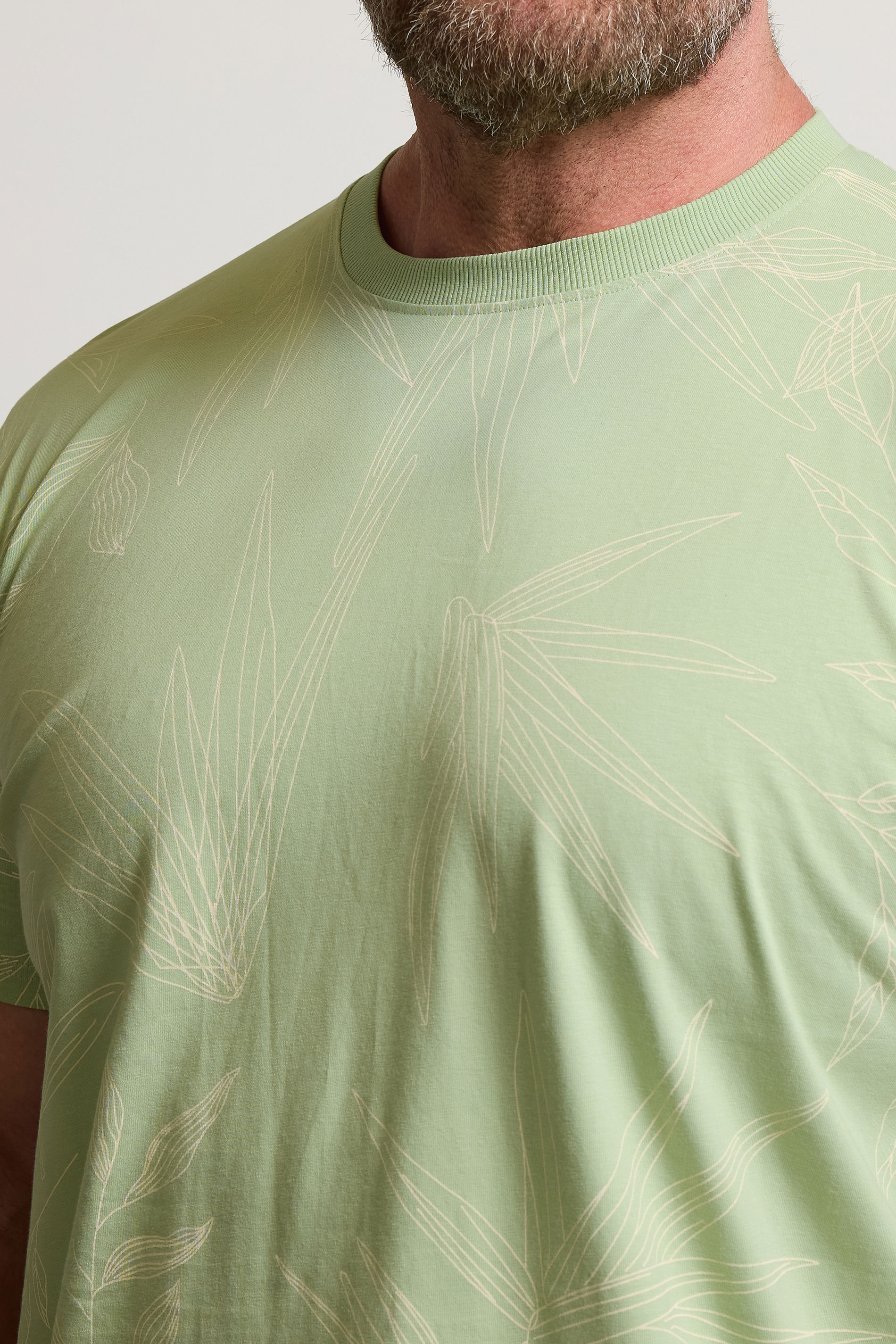 BadRhino Big & Tall Sage Green Leaf Printed T-Shirt | BadRhino 5