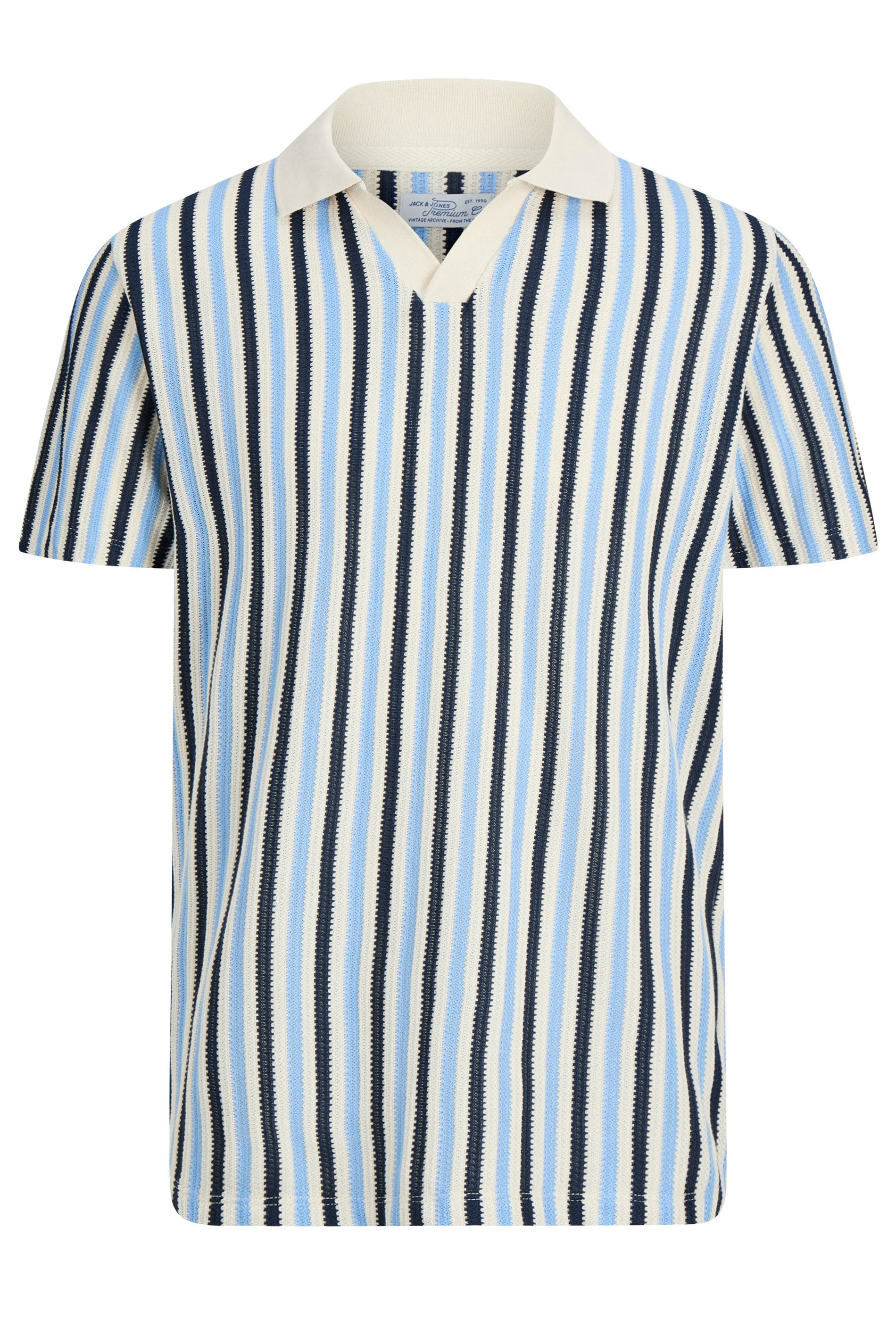 JACK & JONES Big & Tall Sea Pearl Blue Split Neck Polo Shirt | BadRhino 1