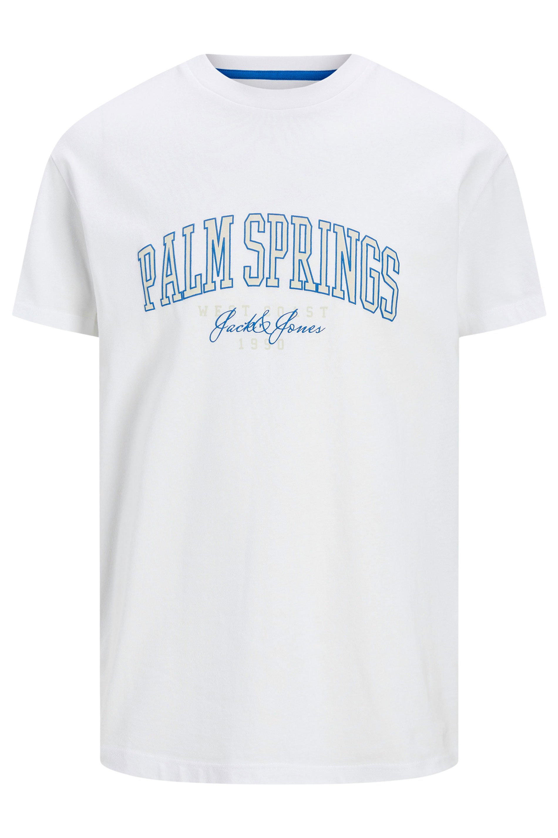 JACK & JONES Big & Tall White 'Palm Springs' Slogan T-Shirt | BadRhino 3