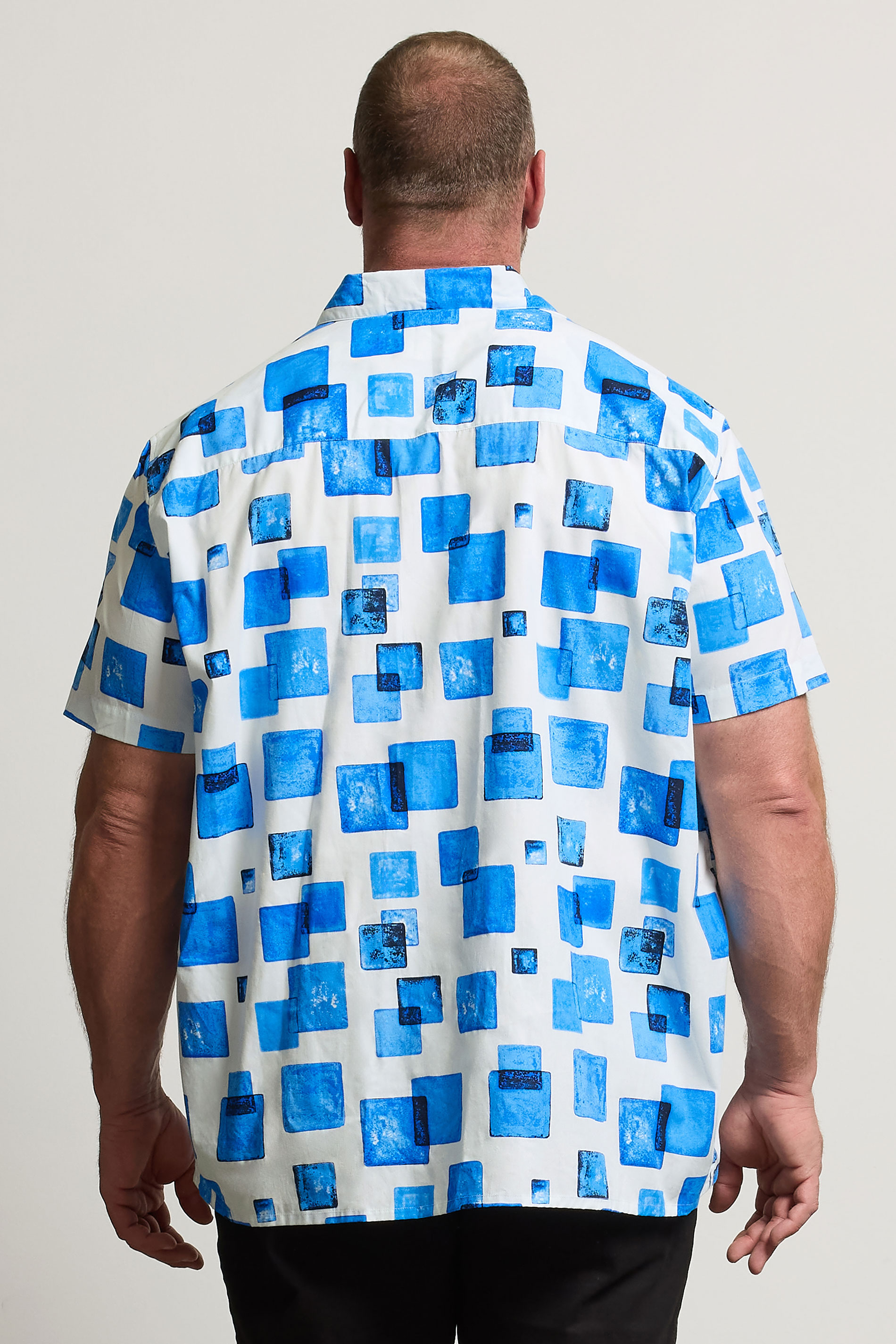 BadRhino BIg & Tall White Square Print Peached Short Sleeve Shirt | BadRhino 4