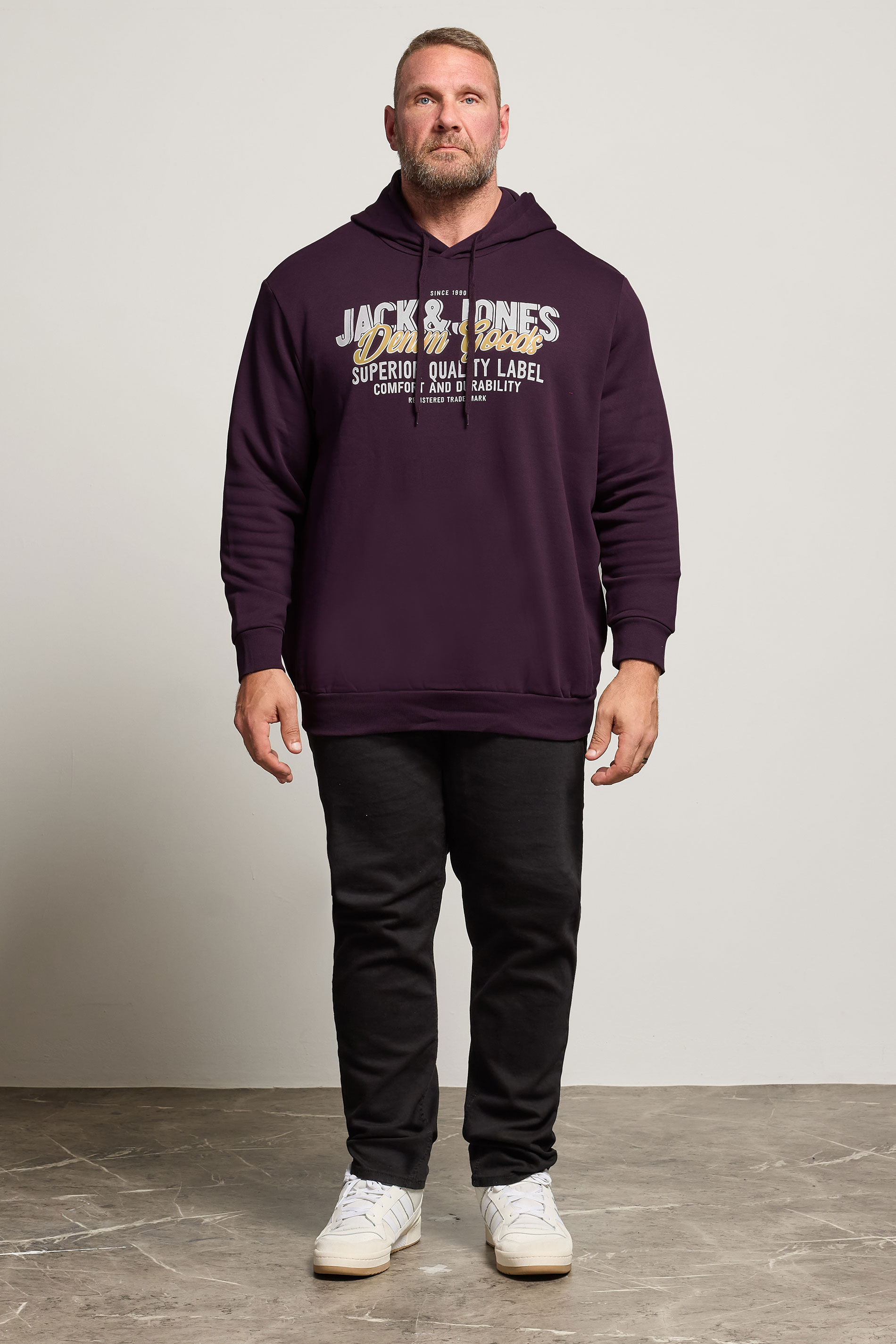 Jack & Jones Big & Tall Plum Purple Superior Hoodie | BadRhino 2
