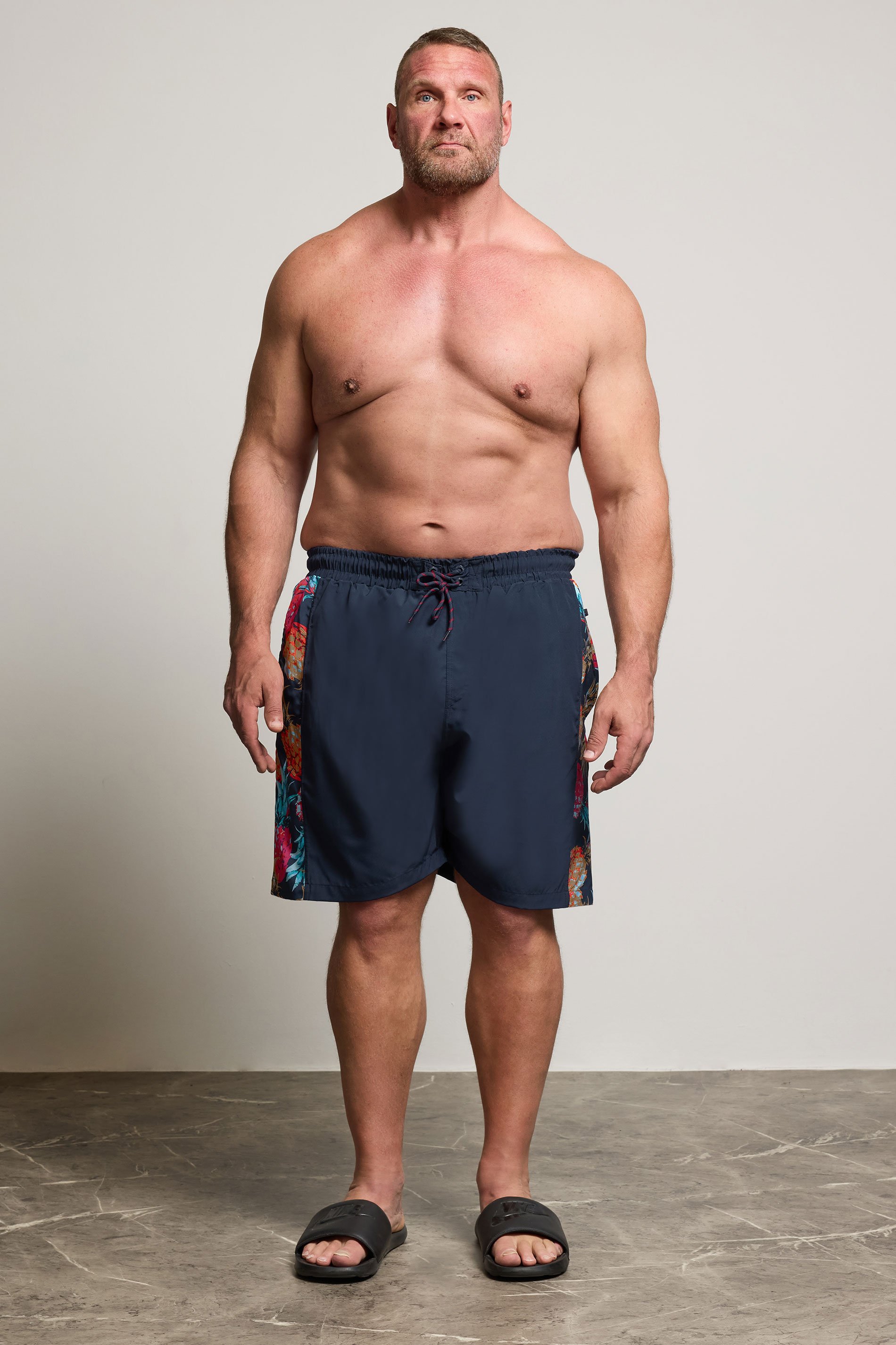 KAM Big & Tall Navy Blue Pineapple Swim Shorts | BadRhino 2
