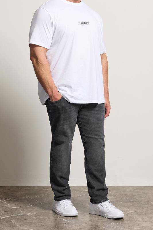 JACK & JONES Big & Tall Grey Washed Jeans | BadRhino 1