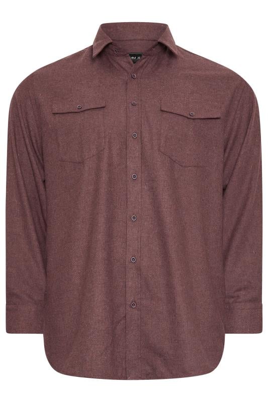 KAM Big & Tall Burgundy Herringbone Flannel Shirt | BadRhino 3