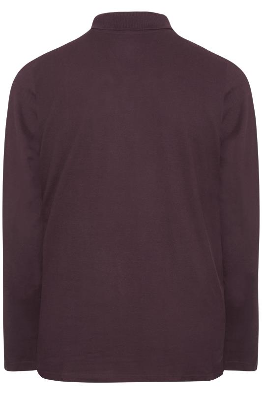 BadRhino Burgundy Red Essential Long Sleeve Polo Shirt | BadRhino 4