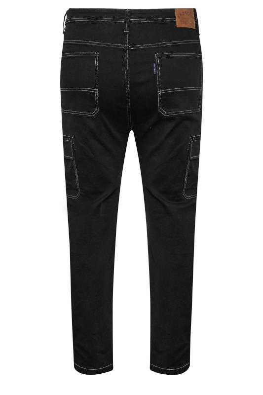 BadRhino Big & Tall Black Contrast Stitch Cargo Jeans | BadRhino 3