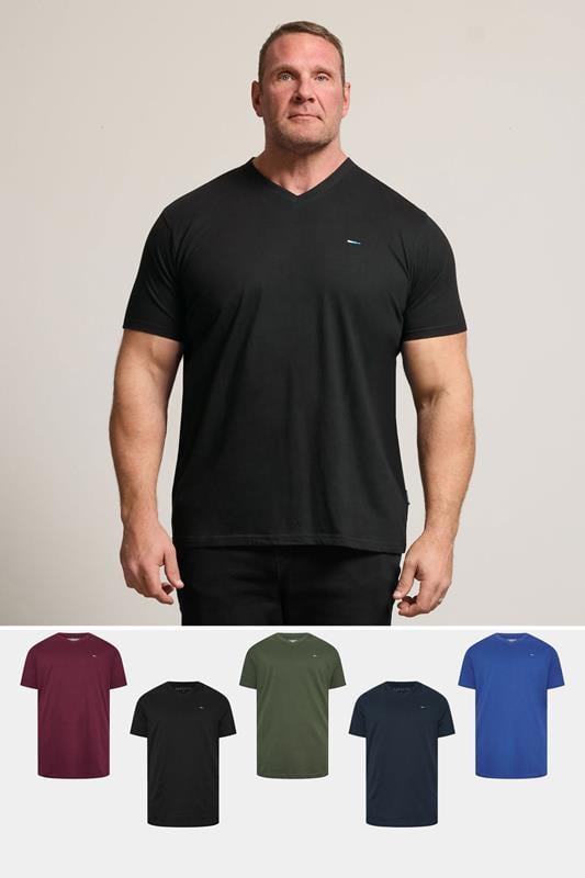 Men's  BadRhino Big & Tall Black/Red/Green/Blue/Navy Blue 5 Pack V-Neck T-Shirts