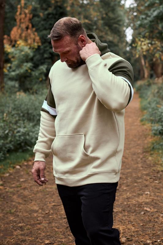 Men's  BadRhino Big & Tall Natural Brown Colourblock Hoodie