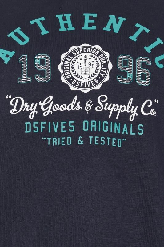 D555 Big & Tall Navy Blue 'Authentic' Slogan Crew Neck Sweatshirt | BadRhino 2