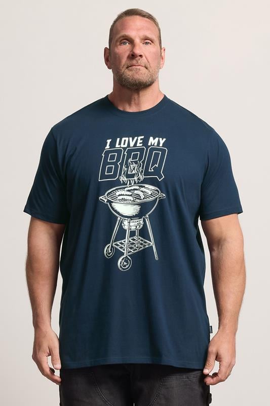  BadRhino Big & Tall Navy Blue Extra Long 'My BBQ' Graphic T-Shirt