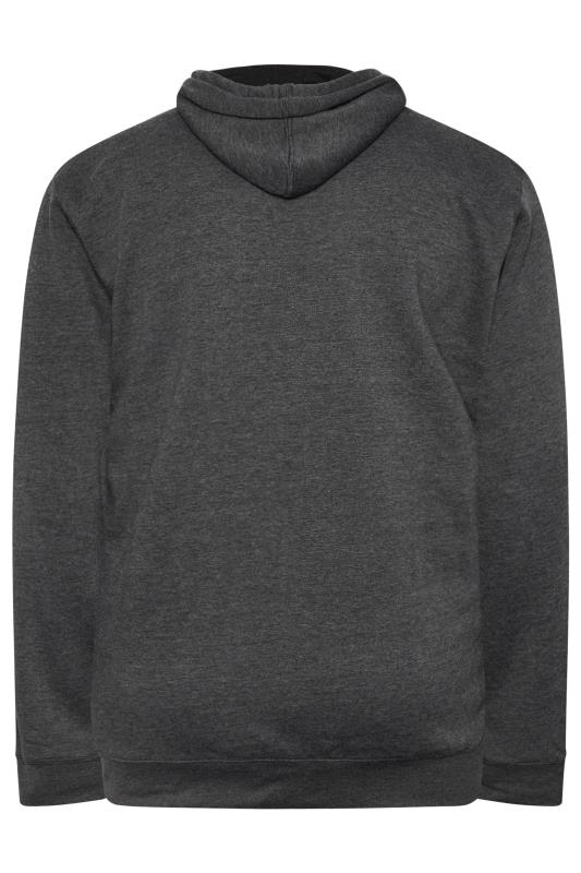 KAM Big & Tall Charcoal Grey Zip Through Contrast Panel Hoodie | BadRhino 2