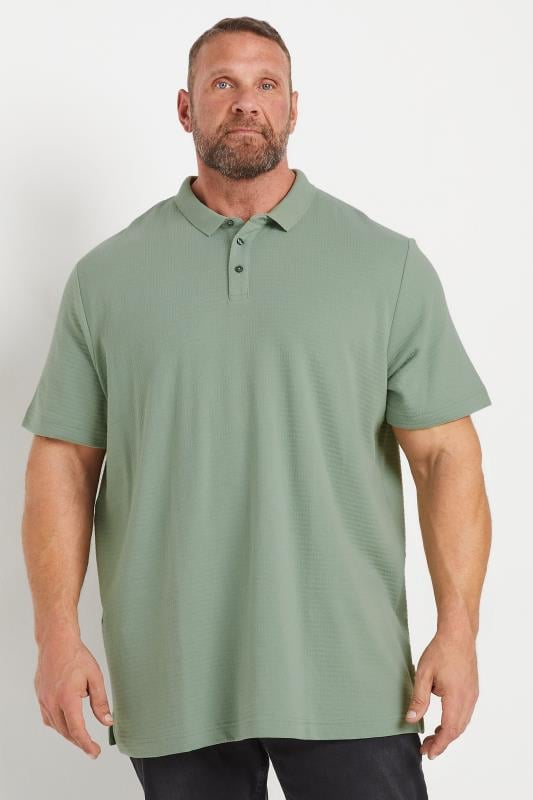 JACK & JONES Big & Tall Sage Green Polo Shirt With Short Sleeves | BadRhino 1