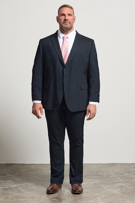 BadRhino Big & Tall Navy Blue Plain Suit Jacket | BadRhino 3