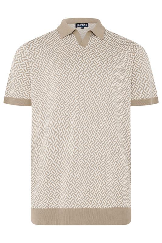 BadRhino Big & Tall Stone Brown Pattern Knitted Trophy Polo | BadRhino 6