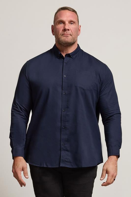 Men's  BadRhino Big & Tall Navy Blue Long Sleeve Oxford Shirt