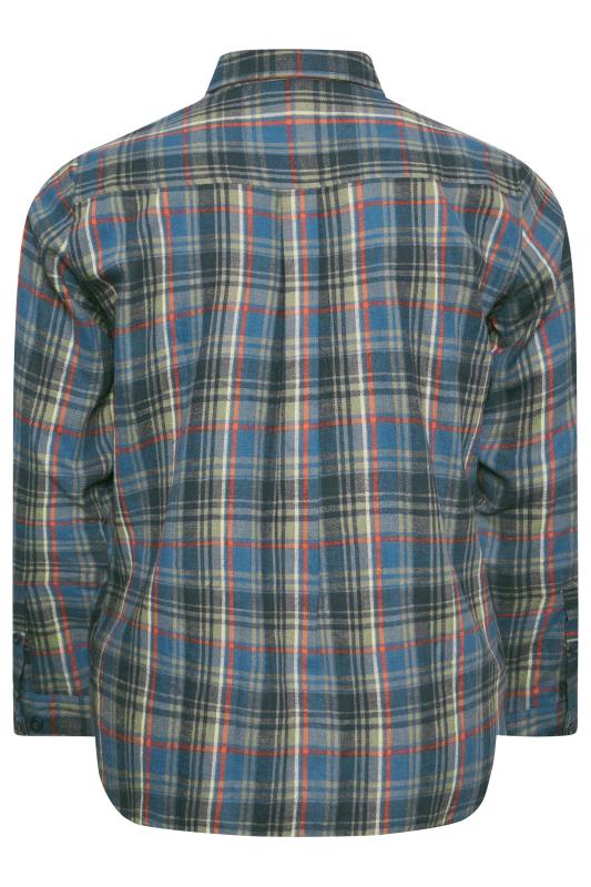 BadRhino Big & Tall Green & Blue Brushed Cotton Check Long Sleeve Shirt 4