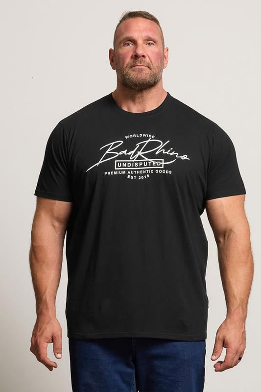 BadRhino Big & Tall Black Script Graphic Print T-Shirt | BadRhino 1