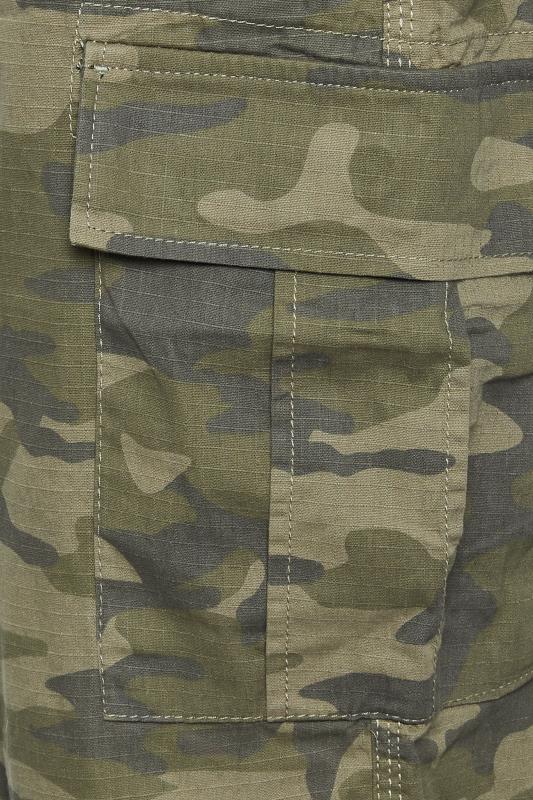 ESPIONAGE Big & Tall Green Camo Print Cargo Trousers | BadRhino 3