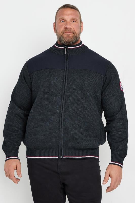 Men's  D555 Big & Tall Navy Blue Knitted Zip Through