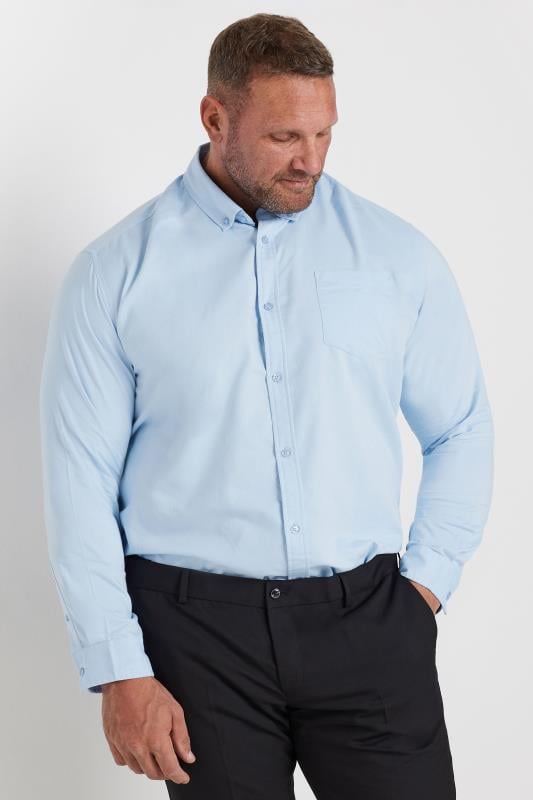 BadRhino Big & Tall Light Blue Long Sleeve Oxford Shirt | BadRhino 1