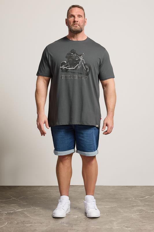 D555 Big & Tall Charcoal Grey Gorilla Biker Print T-Shirt | BadRhino 1