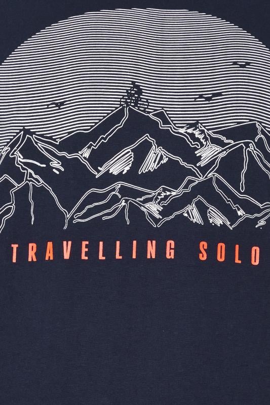 BadRhino Big & Tall Navy Blue 'Travelling Solo' Print T-Shirt 2