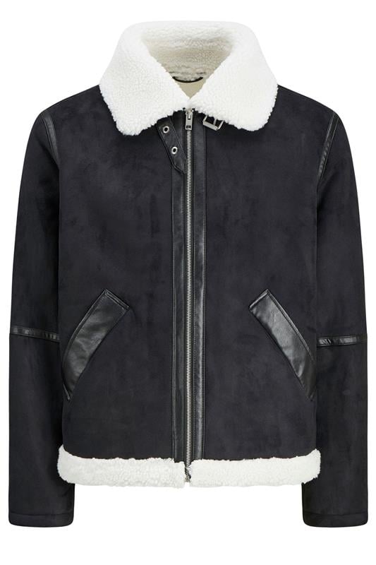 JACK & JONES Big & Tall Black Aviator Jacket | BadRhino 1