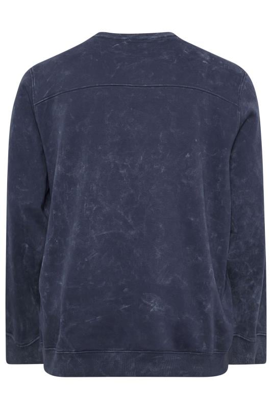 BadRhino Big & Tall Navy Blue Acid Wash Sweatshirt | BadRhino 5