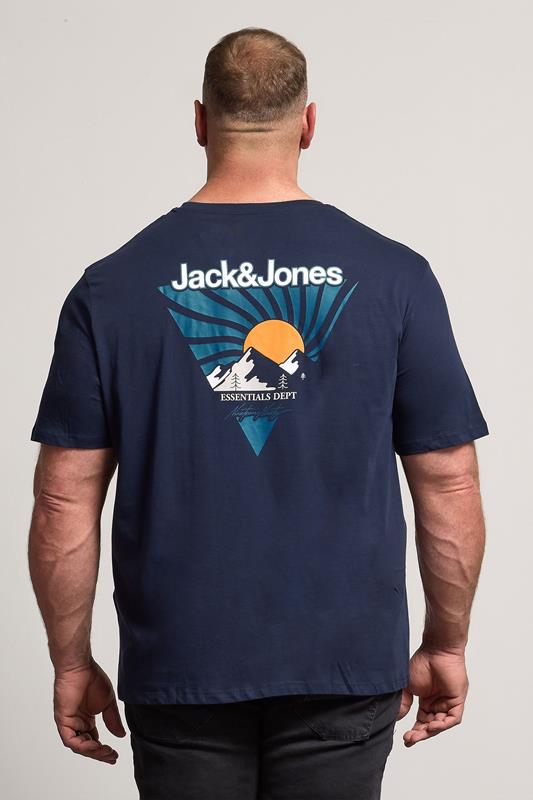 JACK & JONES Big & Tall Navy Blue Crew Neck Graphic T-Shirt | BadRhino 3