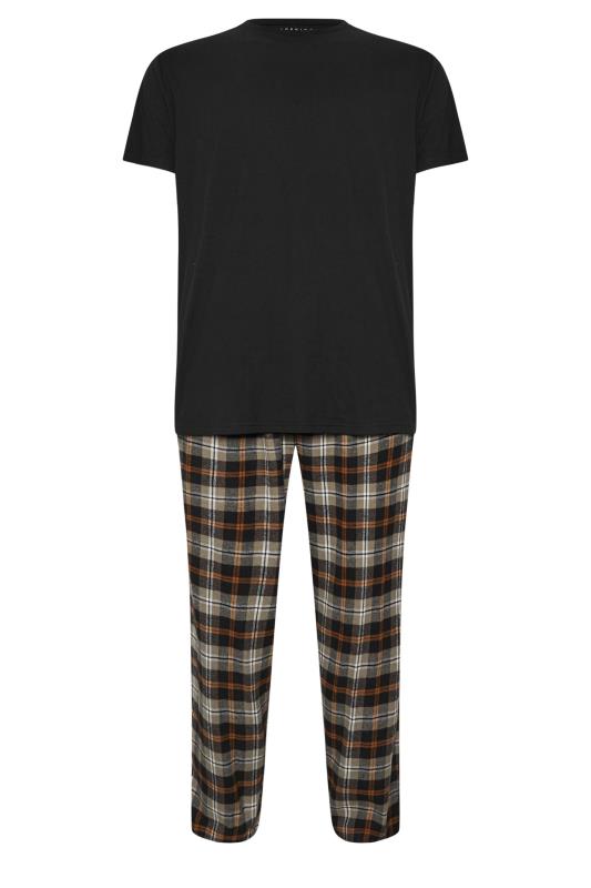 BadRhino Big & Tall Black T-Shirt & Check Trousers Pyjama Set | BadRhino 5