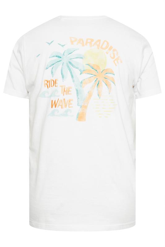 BadRhino Big & Tall White 'Ride The Wave' Embroidered T-Shirt | BadRhino 4