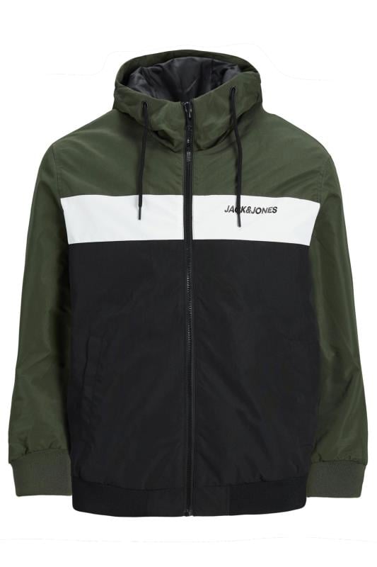 JACK & JONES Big & Tall Forest Green Hooded Bomber Jacket | BadRhino 3